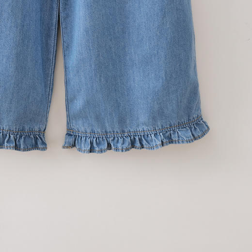 马克珍妮田园花边女童软牛仔直筒裤2026年夏装新款560968 商品图4