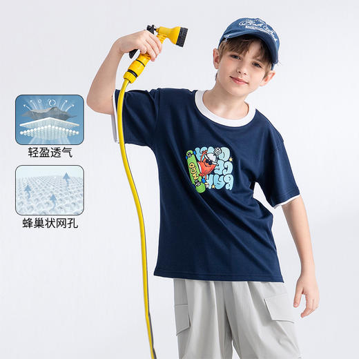 【MQD】童装男大童夏季新品儿童透气柔软棉运动上衣圆领宽松短袖T恤 商品图2
