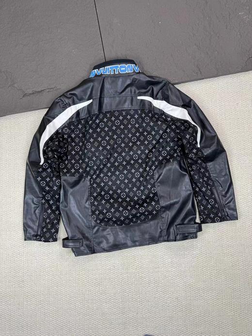 F033142春夏季新款防风耐磨黑白拼接撞色越野赛车风机车皮夹克外套 商品图1