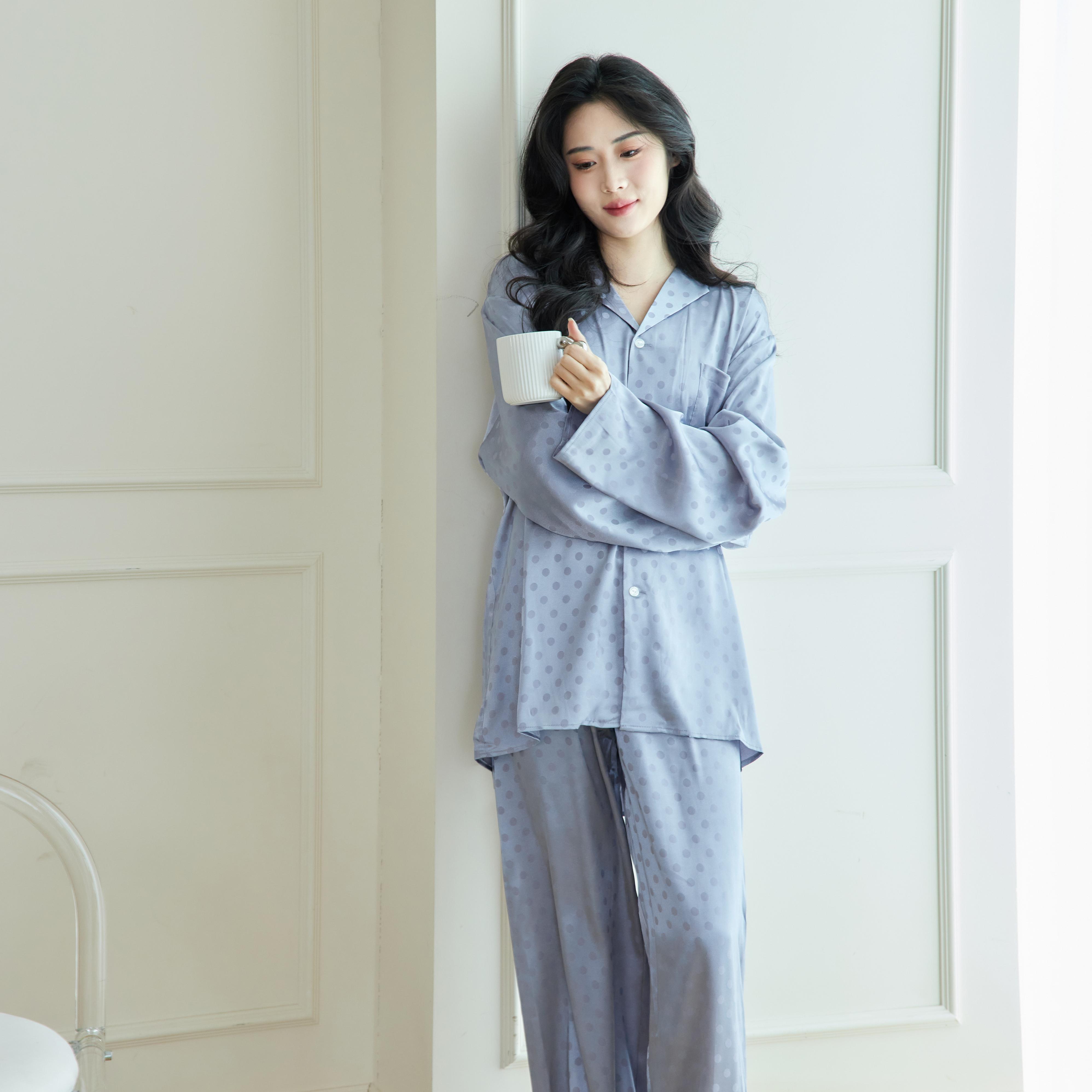 【积分换购不退货】MM麦檬天蓝色波点印花家居服8C8128131