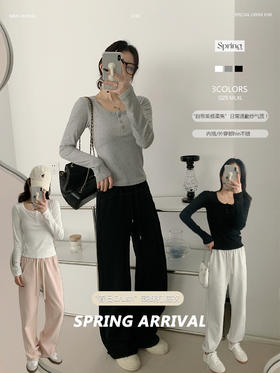 【限时秒杀！4.12下架， 库存有限，秒杀品任意两件再优惠10元】春日Crush . 辣妹打底 春夏超好穿的纽扣打底衫，修身的版型 超显身材，简单不挑人，软软糯糯-梵轩