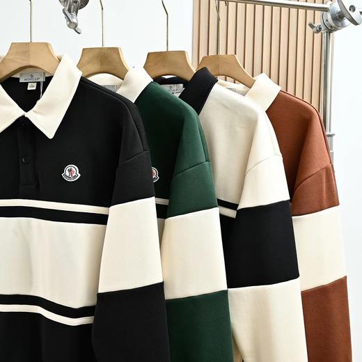 F0331106春季新品男士拼色条纹透气吸汗长袖翻领长袖polo衫 商品图2