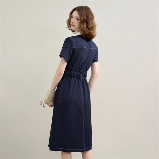 【限时秒杀】【精致慵懒】简约设计感撞色通勤衬衫裙女夏季翻领连衣裙LXD50683 商品图4