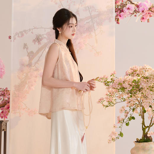 三彩【半夏清欢】2026夏季新款新中式提花小衫宽松立领衬衣上衣C 商品图1