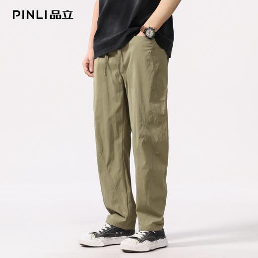 PINLI品立2026春季新款男纯色百搭松紧腰直筒休闲长裤GD262117034 商品图2