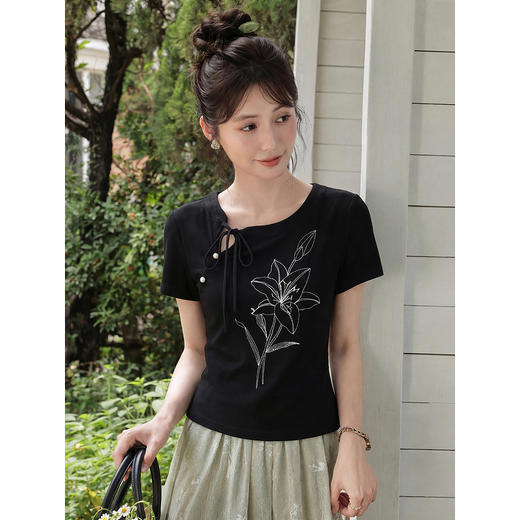 鹿向南【0402/20:00新品前1小时7折限量100件】黑色T恤 商品图2