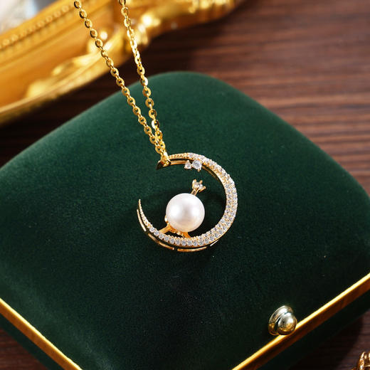 子佩集【月神之吻】银S925珍珠惜王妃套链项链【P2095】镀金月亮2602 商品图0
