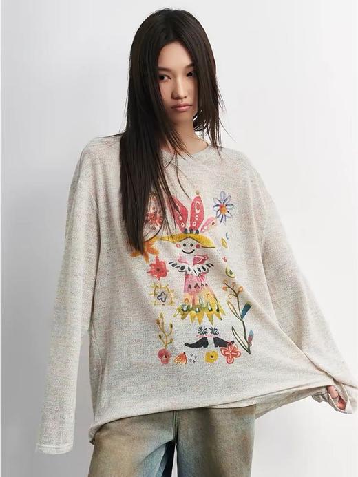 刘宇宁 陈奕恒同款花园涂鸦彩绘长袖罩衫 商品图8