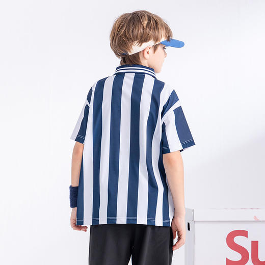 【MQD】童装男女大童夏新款儿童条纹轻薄透气POLO衫宽松舒适短袖T恤 商品图3