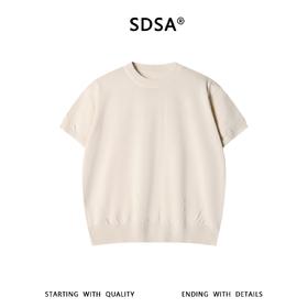 SDSA男装2026新款高贵轻奢老钱风纯色针织圆领短袖T恤百搭时尚