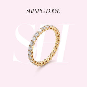 ShiningHouse[培育] 18k金钻石戒指 排钻戒指1克拉钻人工真钻人造钻石K金戒指设计感简约钻石戒指悦己送礼臻选【此商品不支持7天无理由退货退款】预计3日发货