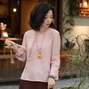 西子/春燕图新中式气质斜襟盘扣圆领粉色提花长袖上衣/SYHY0249 商品缩略图2