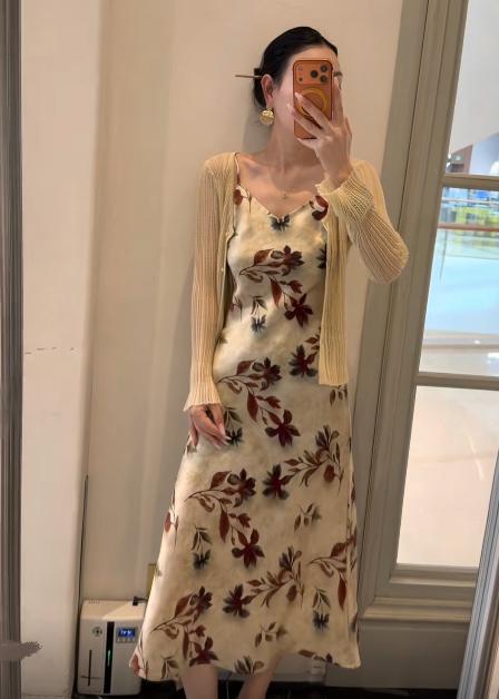 【门店同款】ENJOY夏季“游园戏梦”鎏金绘花吊带裙 171195050 商品图1