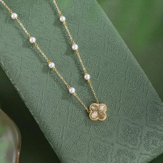 子佩集【四叶星辰】珍珠惜王妃项链【XXXL019】镀金四叶草2602 商品图1