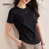 免烫抗皱80支长绒丝光棉丝滑凉感时尚圆领正肩短袖肩腰线套头T恤 商品缩略图3