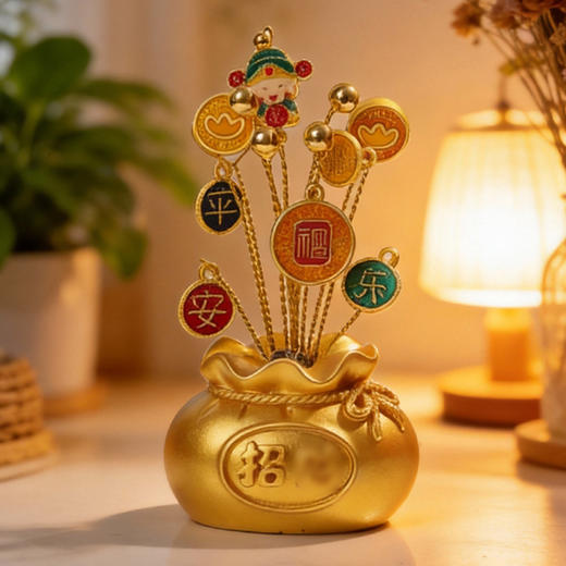 【祈愿吉品】「福气临门」福袋发米树摆件财神幸运物家居办公室招米 商品图1