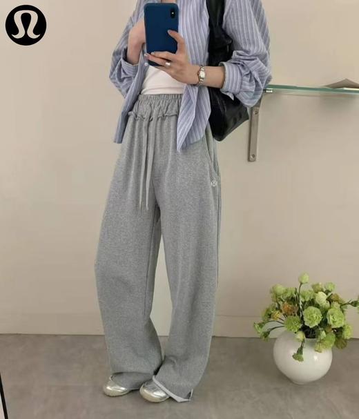 F033157春季新款透气休闲水洗毛圈宽松直筒拖地阔腿裤长裤 商品图12