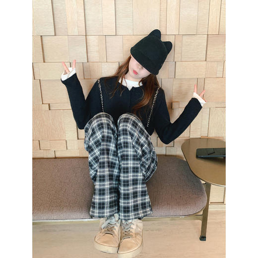 <曾小咸推荐>4.1现货秒杀 ！微信超特价！韩系格子直筒休闲裤 日常229.99 立减140 秒杀89.99！！ 商品图3