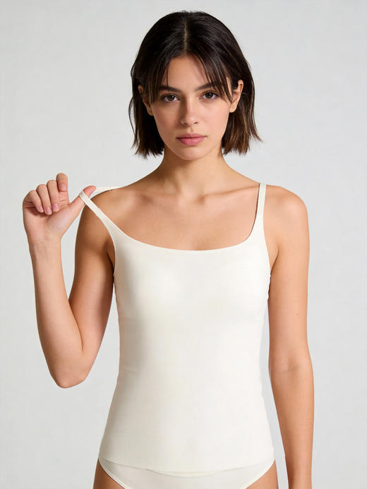 官网599！内家云感山茶花养肤吊带 大方领冰丝无痕茶香打底衫内搭吊带可外穿 免穿文胸女士内衣背心 商品图2