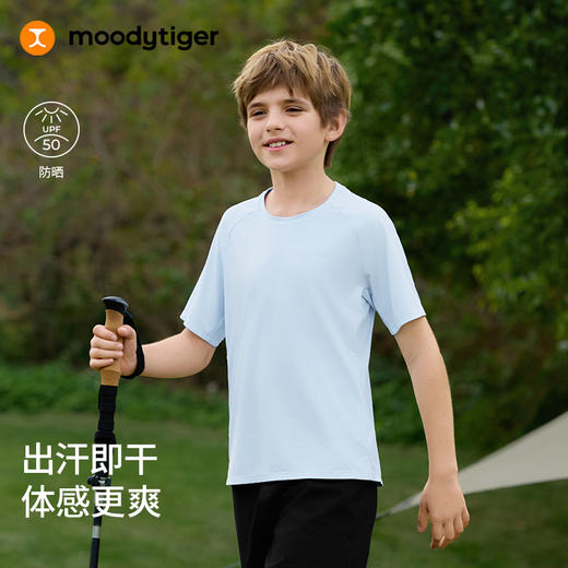 moodytiger男童运动短袖T恤户外透气圆领简约62110115 商品图2