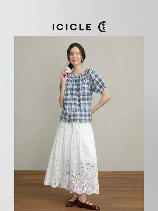 F033117春夏新款温柔时尚百搭休闲白色镂空刺绣A字大摆廓形半身裙 商品图7