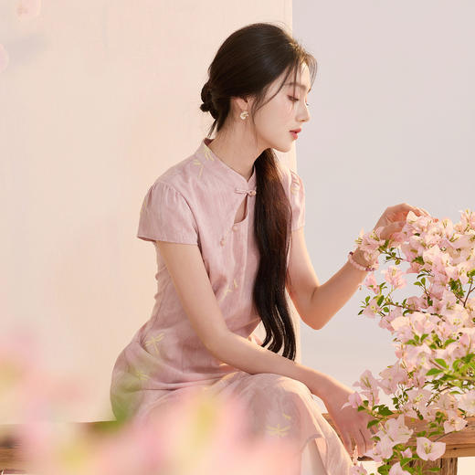 【杏花微雨】三彩2026夏季新款新中式连衣裙假两件拼接长裙C 商品图3