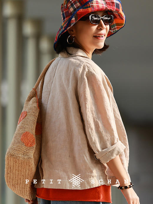 Petit Schan小闪 CLO#1088 Shaped by many strikes 多锤定音 纯亚麻成衣染色休闲西装外套 商品图2