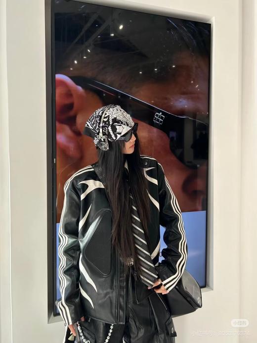 F033138春夏季新款复古舒适亲肤男女同款立领宽松拉链夹克机车皮衣外套 商品图13