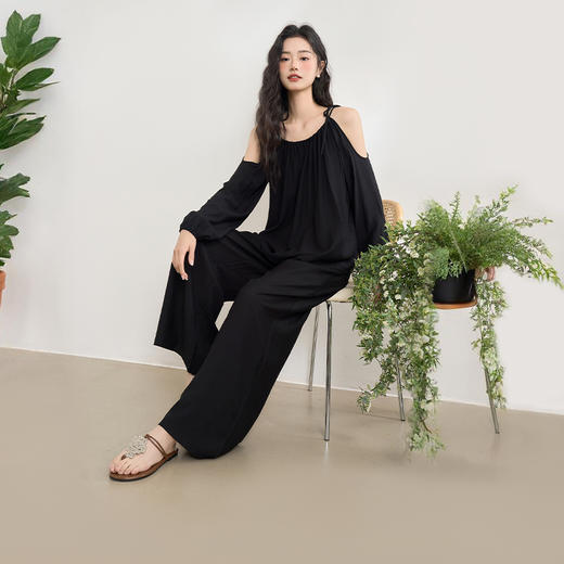 【肌理感褶皱面料】随性轻薄山本裤女春季宽松阔腿裤LXD50271 商品图3