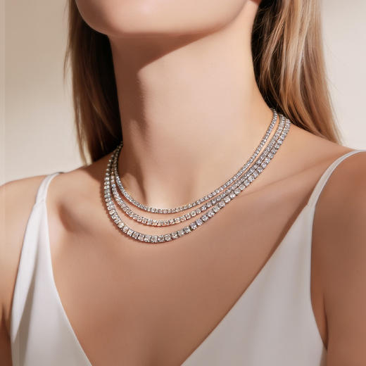 法国PARiCROWN微镶银白色满钻项链 2026新款网球项链 高级感满满 商品图5