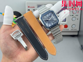 GF卡地亚山度士系列 山度士大号 钢带款 间蓝方形男士腕表 绝对是绕不开的经典 表径39.8mm