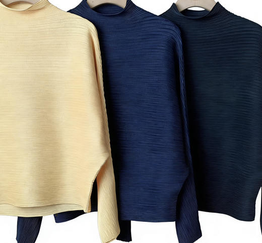 三宅蝙蝠袖褶皱上衣 黄色 蓝色 黑色 自己备注颜色 商品图2