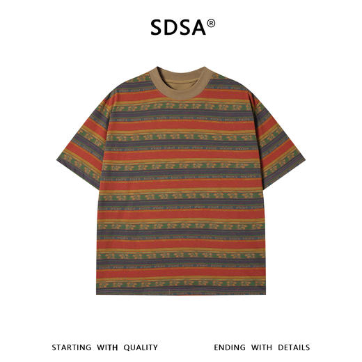 SDSA男装2026新款高贵轻奢潮牌时尚趣味条纹圆领短袖T恤百搭上衣 商品图0