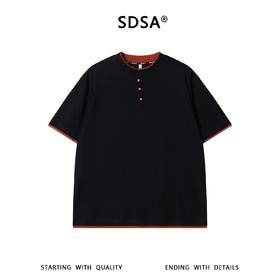 SDSA男装2026新款高贵轻奢潮牌撞色拼接假两件短袖T恤百搭时尚