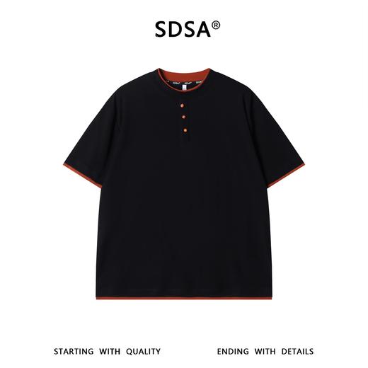 SDSA男装2026新款高贵轻奢潮牌撞色拼接假两件短袖T恤百搭时尚 商品图0