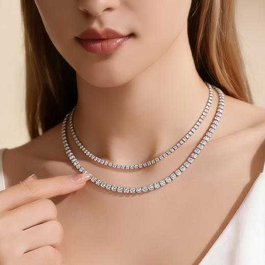 法国PARiCROWN微镶银白色满钻项链 2026新款网球项链 高级感满满 商品图6