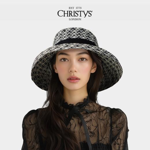 【2026新品】Christys'百年皇室品牌 混黑色台湾纸鞭大帽檐遮阳草帽 商品图1