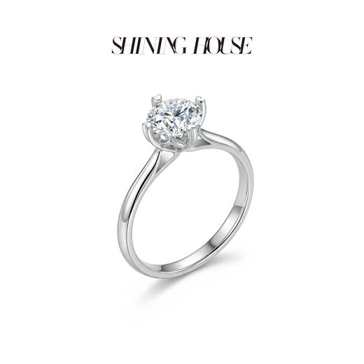 ShiningHouse[培育] 18k金钻石戒指 圆钻形1克拉钻人工真钻人造钻石K金戒指设计感简约钻石戒指悦己送礼臻选【此商品不支持7天无理由退货退款】预计3日发货 商品图2