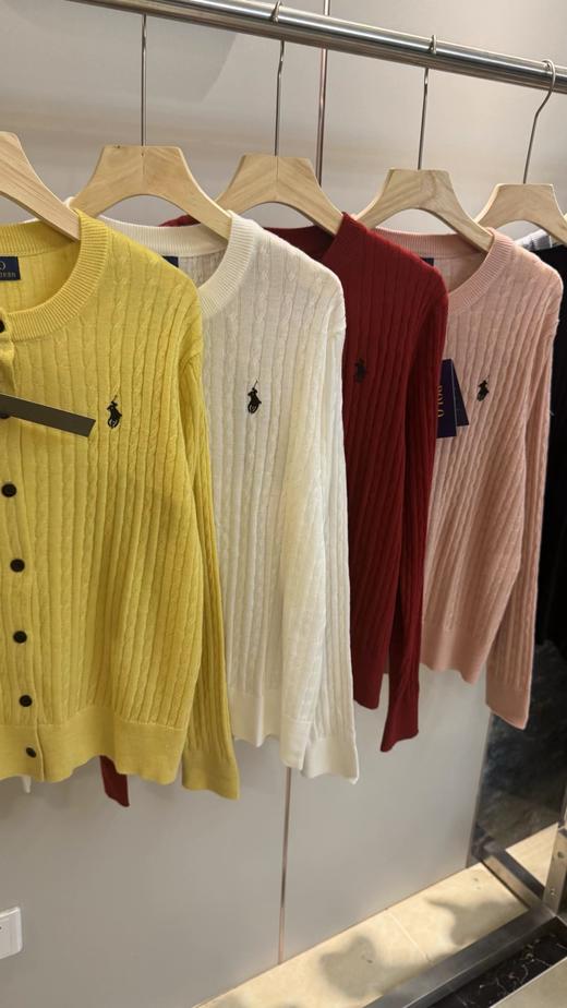 F033118春季新款纯色小马刺绣麻花绞花针织羊毛开衫圆领开衫长袖 商品图2