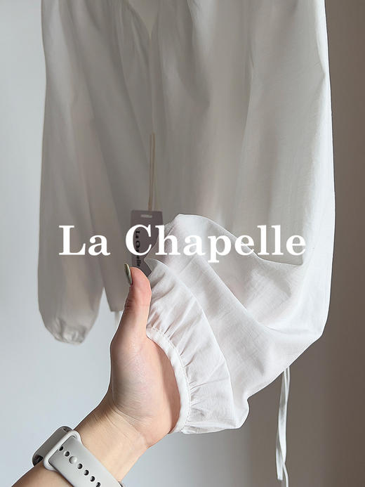 专柜实拍【天丝+亚麻+棉】拉夏贝尔/La Chapelle气质V领排扣两侧系带设计简约净版显瘦长袖衬衫 商品图7
