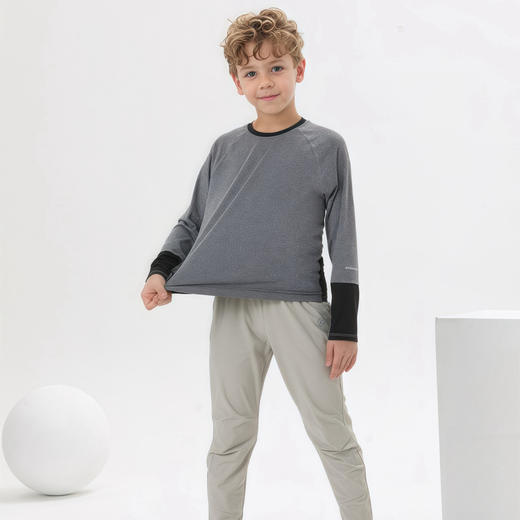 【MQD】童装男女童春夏新款儿童时尚拼接反光字母透气高弹跑步长T恤 商品图1