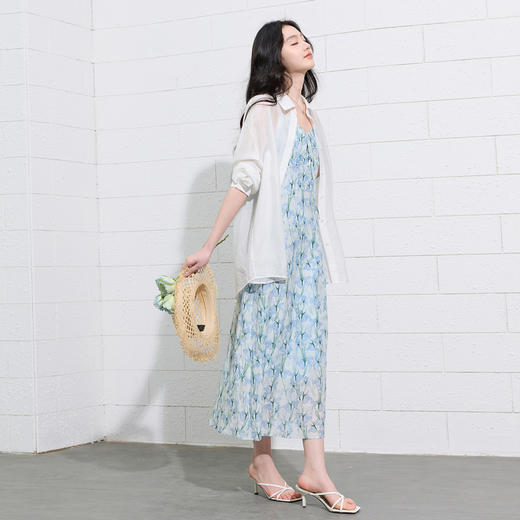 【桑蚕丝】三彩2026夏季新款碎花吊带裙连衣裙无袖A字裙长裙S 商品图3