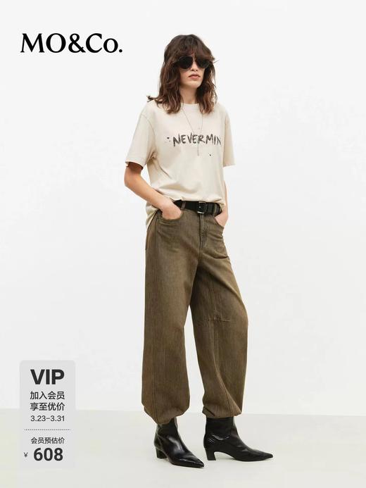 F033169春夏新品棉质雪花纹理美式印花宽松做旧水洗圆领短袖T恤 商品图3