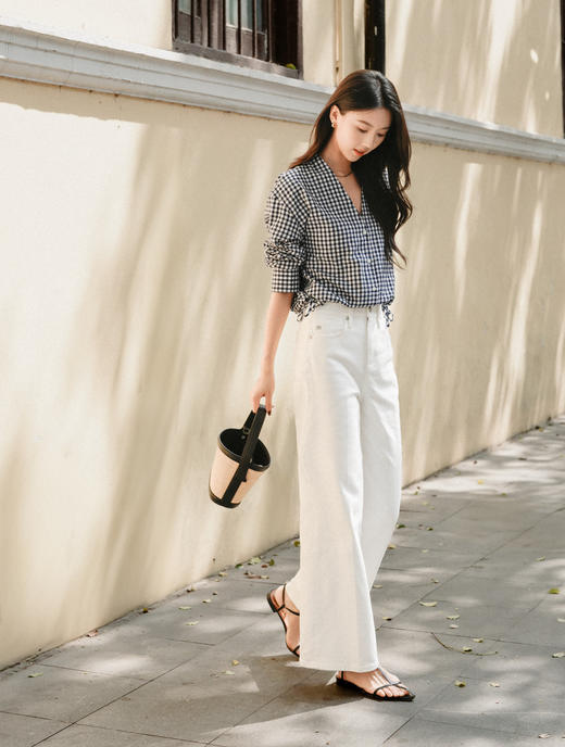 之禾 经典万年款白色直筒牛仔裤 商品图1