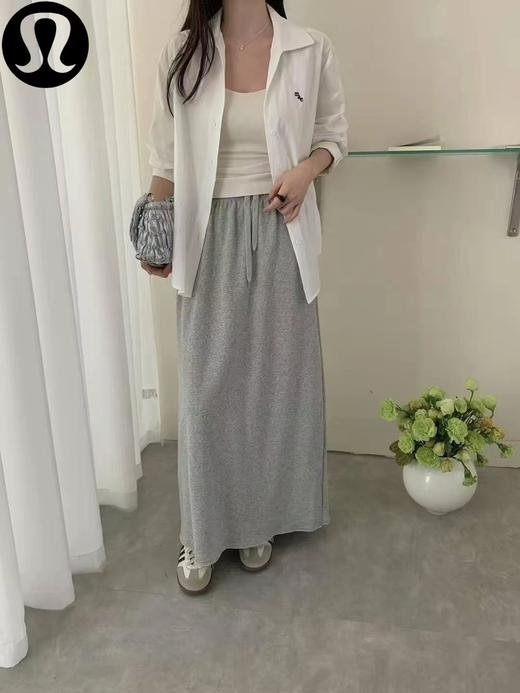 F033156春季新款中性百搭水洗毛圈半裙直筒垂坠休闲中长裙 商品图5