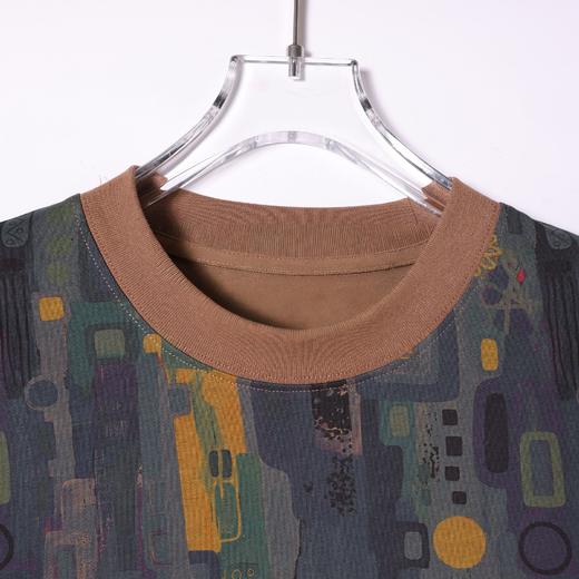 SDSA男装2026新款高贵轻奢抽象几何满印撞色圆领宽松短袖T恤百搭 商品图1