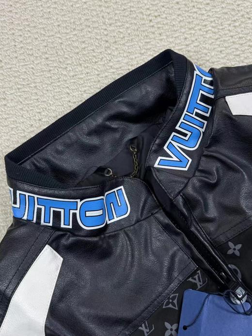 F033142春夏季新款防风耐磨黑白拼接撞色越野赛车风机车皮夹克外套 商品图9