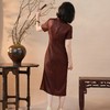 西子/红颜旧28姆米桑蚕丝非遗香云纱红云纱桑波缎旗袍/QPTJ1073 商品缩略图4