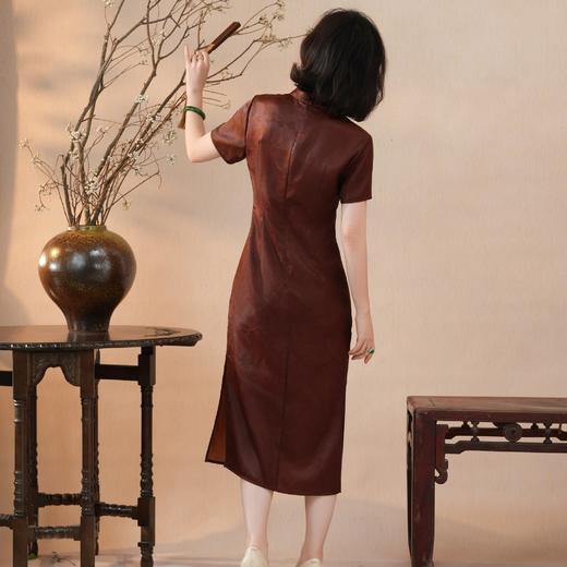 西子/红颜旧28姆米桑蚕丝非遗香云纱红云纱桑波缎旗袍/QPTJ1073 商品图4
