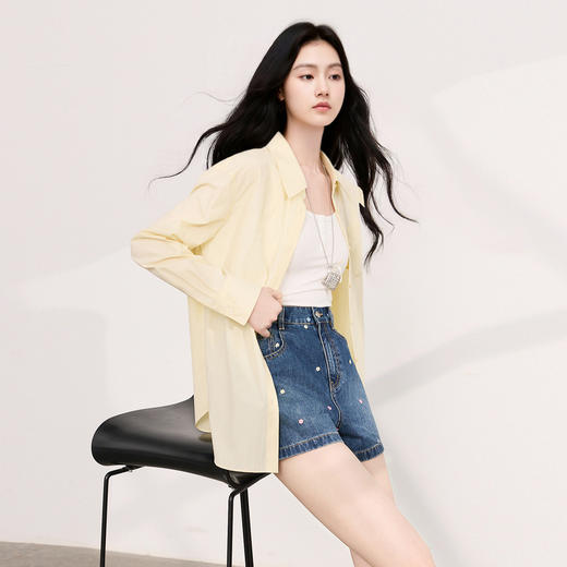 三彩2026夏季新款刺绣牛仔裤直筒短裤显瘦热裤休闲M 商品图2